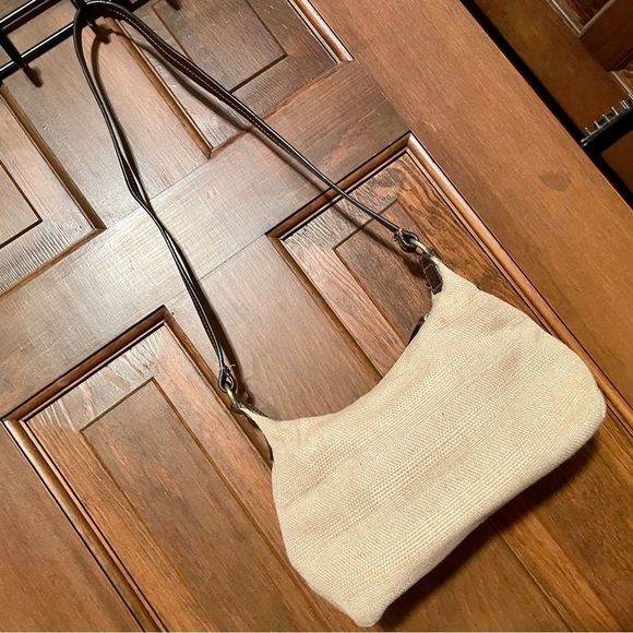 Rosetti Small Beige Tan Purse With Brown Leather Strap (34” strap) And Accents - Picture 9 of 16